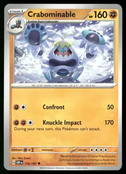 Crabominable 115/197 Uncommon Obsidian Flames Pokemon Near Mint - Image 1
