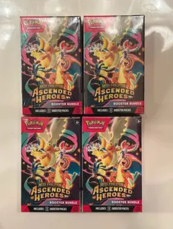 (4) - Ascended Hero’s Pokemon Booster Bundle - 6 Packs Each - 24 Total - Sealed - Image 1