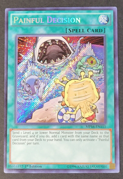 Yugioh TCG- Painful Decision - MP16-EN151 Light Play LP - Secret Rare - 1st 2016 - Image 1