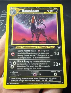 Houndoom 8/64 Pokemon 1st Edition Neo Revelation Holo Rare - LP/MP - Image 1
