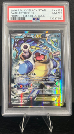 2016 POKEMON BLACK STAR PROMO RED & BLUE COLLECTION XY122 BLASTOISE EX PSA 8 - Image 1