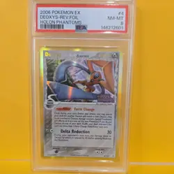 2006 POKEMON EX HOLON PHANTOMS DEOXYS REVERSE FOIL 4 110 PSA 8 STAMPED - Image 1