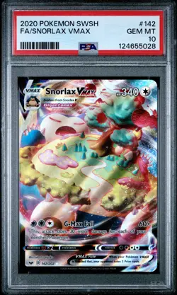 2020 POKEMON SWORD & SHIELD #142 FULL ART/SNORLAX VMAX PSA 10 - Image 1