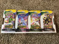 Pokemon Sword And Shield Evolving Skies Sleeved Booster Art Set(4 Sleeved Packs) - Image 1