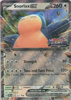 Snorlax Ex 076/131 Pokemon Prismatic Evolutions Stamped Promo NM - Image 1