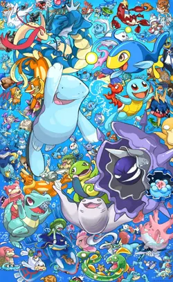 Pokemon TCG Standard CCG Playmat Multicolor Ocean Collage 24x14 in - Image 1