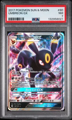 2017 POKEMON SUN & MOON #80 UMBREON GX PSA 7 - Image 1