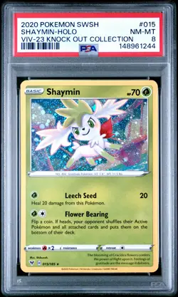 2020 POKEMON SWORD & SHIELD VIVID VOLTAGE #015 SHAYMIN-HOLO PSA 8 - Image 1