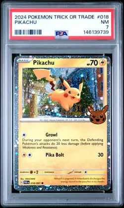 2024 POKEMON TRICK OR TRADE #018 PIKACHU PSA 7 - Image 1
