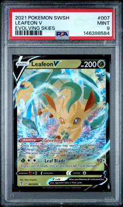 2021 POKEMON SWORD & SHIELD EVOLVING SKIES #007 LEAFEON V PSA 9 - Image 1