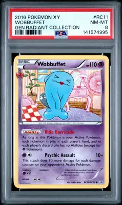 2016 POKEMON XY GENERATIONS RADIANT COLLECTION #RC11 WOBBUFFET PSA 8 - Image 1
