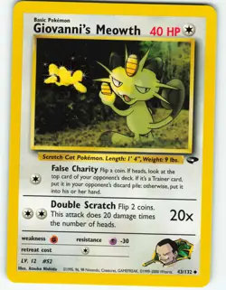 Giovanni's Meowth - 43/132 Gym Challenge - Pokemon TCG - 2000 - Image 1