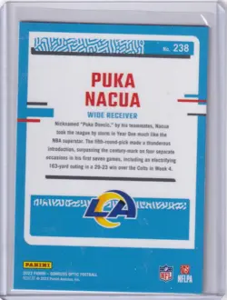 Puka Nacua 2023 Panini Donruss Optic Rated Rookie Card RC #238 LA Rams Base Mint - Image 2