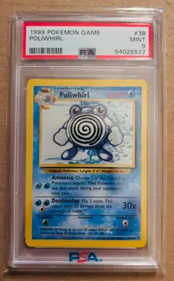 Pokemon Card Game Base Set Unlimited Poliwhirl 38/102 PSA 9 MINT 1999 Vintage - Image 3