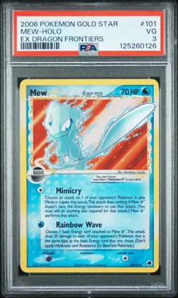 2006 POKEMON EX DRAGON FRONTIERS GOLD STAR #101 MEW-HOLO PSA 3 - Image 1