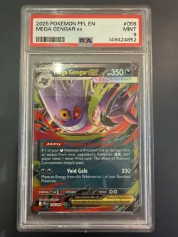 2025 POKEMON PFL EN-PHANTASMAL FLAMES #056 MEGA GENGAR EX PSA 9 - Image 1
