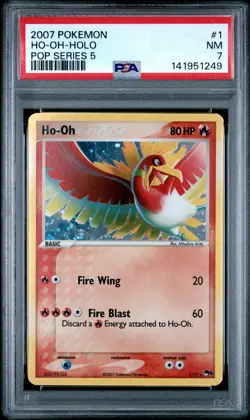 2007 POKEMON POP SERIES 5 #1 HO-OH-HOLO PSA 7 - Image 1
