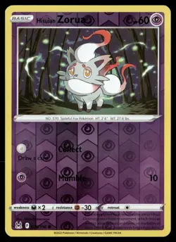 Hisuian Zorua 075/196 Common Lost Origin Pokemon Reverse Holo Near Mint - Image 1