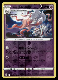 Hisuian Zoroark 076/196 Holo Rare Lost Origin Pokemon Reverse Holo Near Mint - Image 1