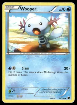 Wooper 21/116 Common Plasma Freeze Pokemon Damaged - Image 1