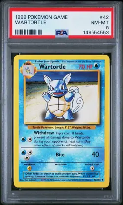 1999 Pokemon Base Set Unlimited Wartortle #42/102 PSA 8 - Image 1