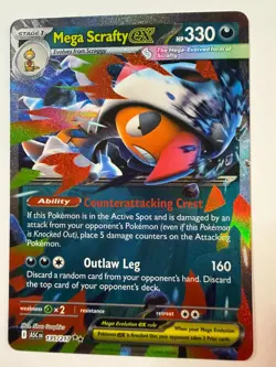 Mega Scrafty EX 135/217 ASC Mega Evolution EX Holo Rare Pokemon Card - Image 1