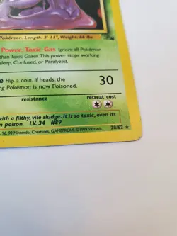 Muk - 28/62 - Pokemon Card Fossil 1st Edition Rare Card WOTC MP-damaged Crease - Image 3