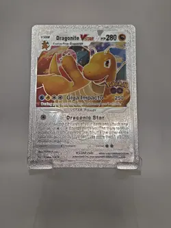 New Pokemon TCG - Dragonite VSTAR Foil Rare - Custom Silver Metal Card - Image 1