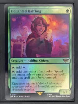 MTG LOTR Delighted Halfling R #0158 Foil - Image 1