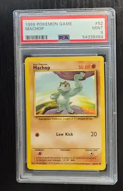 Pokemon Machop Base Set Common Regular PSA 9 Mint Card # 52/102 1999 English - Image 1