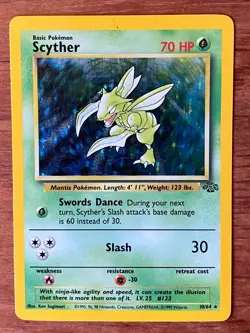 Pokemon TCG Scyther Jungle Holo Rare Unlimited #10/64 1999 WOTC Vintage MP - Image 1