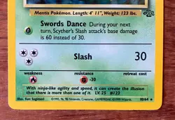 Pokemon TCG Scyther Jungle Holo Rare Unlimited #10/64 1999 WOTC Vintage MP - Image 3