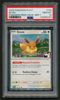 Eevee 143/191 Cosmos Holo Stamped Pokemon Play 2025 Prize Pack 7 PSA 10 GEM MINT - Image 1