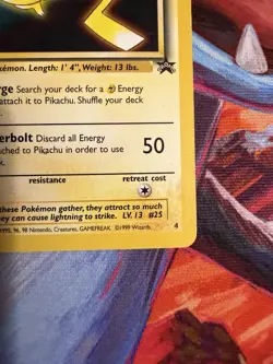 1999 Pokemon The First Movie Pikachu Black Star Promo #4 Raw LP - Image 4