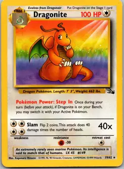 Dragonite 19/62 - Fossil Pokemon TCG LP - Image 1
