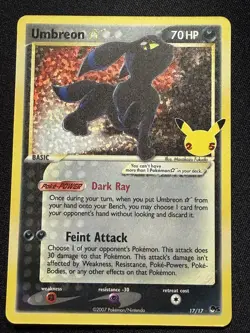 Pokemon TCG Umbreon Gold Star 17/17 Celebrations Classic Collection Holo NM - Image 1