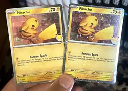 2X Pikachu 051/162 Cosmos Holo Promo Pokemon Day 2026 Error Extra Opaque + Bleed - Image 1