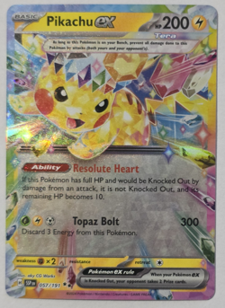 Pikachu ex Surging Sparks Ultra Rare Pokemon TCG 057/191 Scarlet & Violet SV08 - Image 1