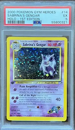 2000 POKEMON GYM HEROES HOLO-1ST ED #14 SABRINA'S GENGAR PSA 5 - Image 1