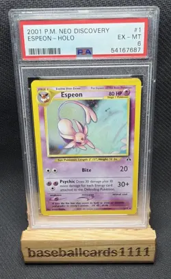 Espeon Pokemon TCG Neo Discovery Holo Rare Card 1/75 PSA 6 P2 - Image 1