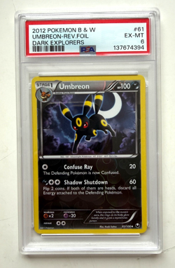 Graded Pokemon Card 61/108 Umbreon Rev Holo Dark Explorers PSA 6 EX-MT 2012 - Image 1