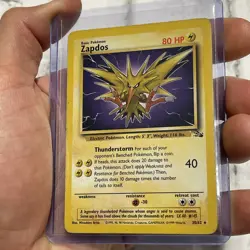 Pokemon TCG Zapdos 15/62 Fossil Non Holo Rare LP Lightly Played Card Vintage Vtg - Image 2
