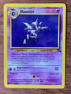 Pokemon TCG Haunter 21/62 Fossil Non-holo Rare Unlimited 1999 LP Vintage - Image 1