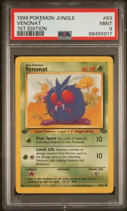 PSA 9 1999 POKEMON JUNGLE 63 VENONAT 1ST EDITION - Image 1