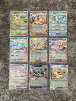 Pokemon TCG Prismatic Evolutions: Complete set of 9 Eeveelutions EX Cards Bundle - Image 1