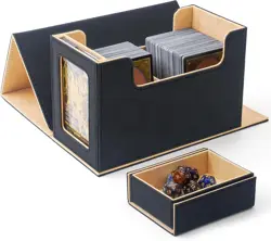 MTG Commander Deck Box - Holds 200 Double-Sleeved Cards, Black&Khaki - Image 1