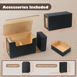 MTG Commander Deck Box - Holds 200 Double-Sleeved Cards, Black&Khaki - Image 2