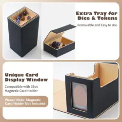 MTG Commander Deck Box - Holds 200 Double-Sleeved Cards, Black&Khaki - Image 3