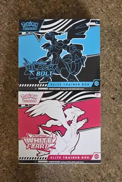 Sealed Pokemon TCG Black Bolt and White Flare Elite Trainer Box ETB Set of 2 - Image 1