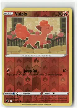 Vulpix 017 Reverse Holo Silver Tempest Pokemon Common Reverse Holo Near Mint - Image 1